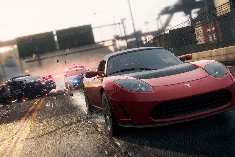 need for speed most wanted 2012 tesla roadster sport widescreen hd wallpaper