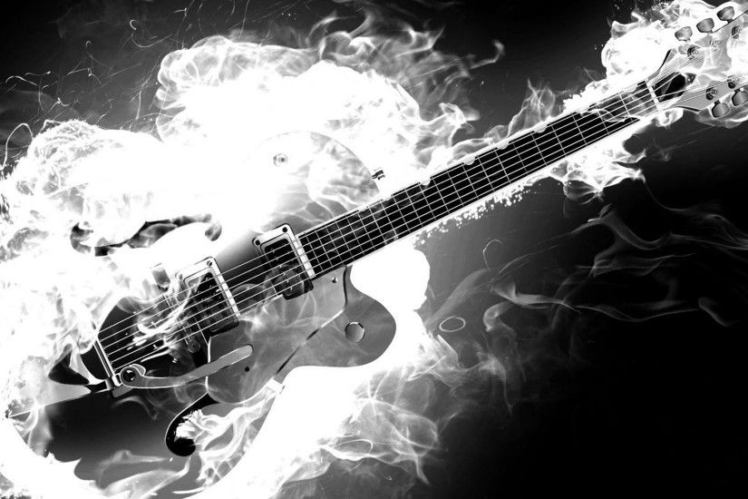 White Flame Guitar Wallpaper HD