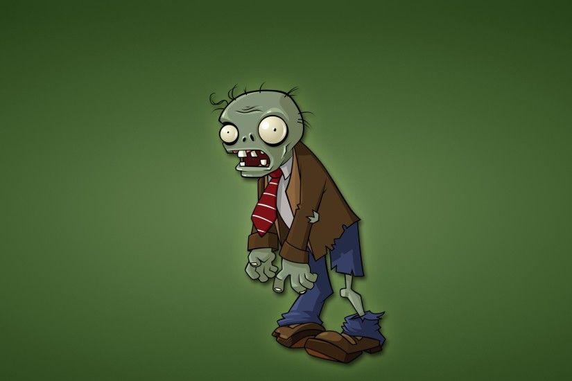 Preview wallpaper zombies, plants vs zombies, green background, minimalism,  red tie 3840x2160