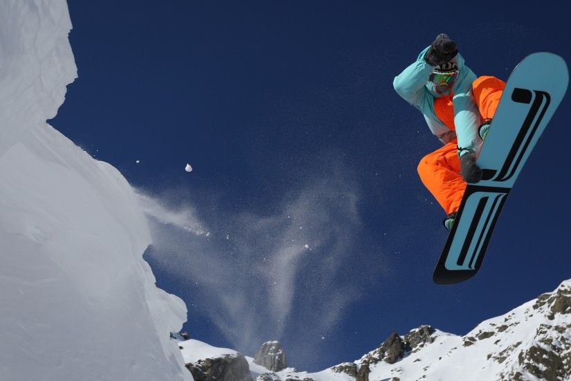 Preview wallpaper snowboarding, mountain, snow 3840x2160