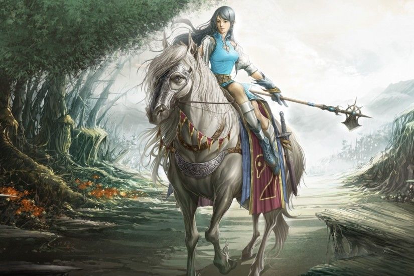 Fantasy Girl Raiding Horse