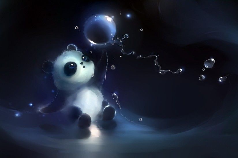 Cute Panda Playing With Bubbles Artistic Wallpaper #129781 .