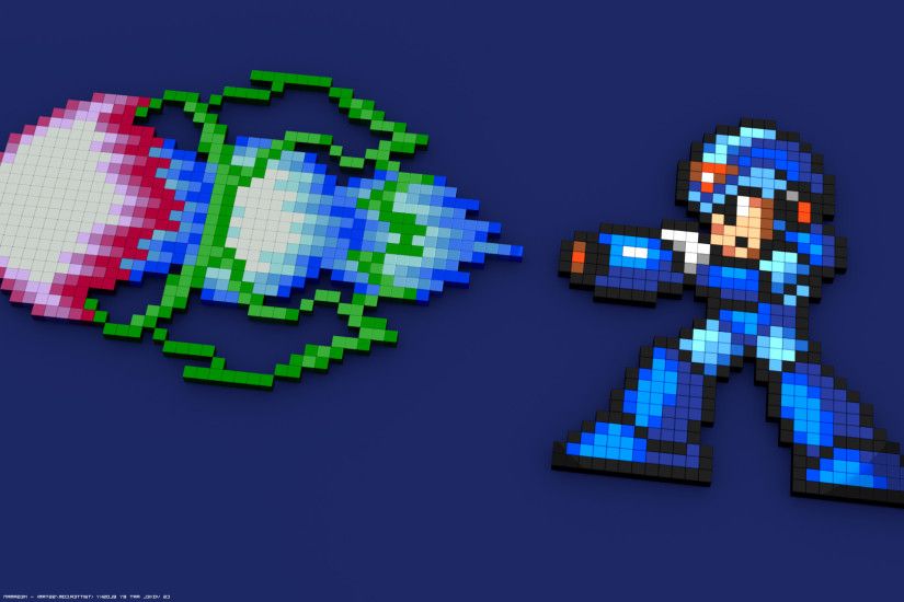 Megaman X, 16 bit, 8 bit, Pixelated, Pixel Art, 3D Blocks