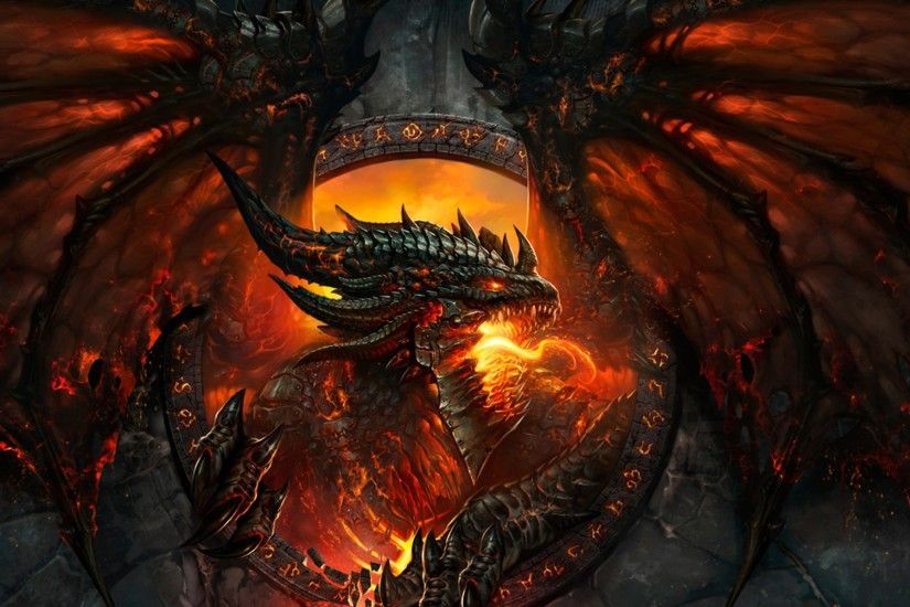 Artwork Deathwing Dragons Fan Art Lava Video Games Warcraft World