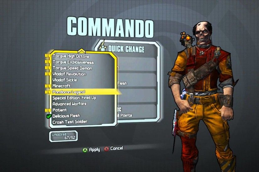 Borderlands 2 - Commando Madness Pack (Ex-Axton head and Delicious Flesh  skin)