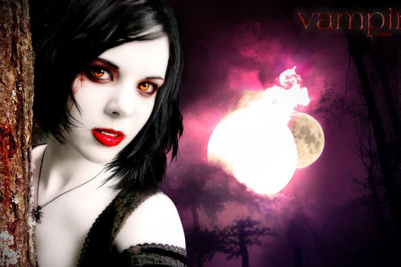 Vampire Girl on Purple Night wallpaper from Vampire wallpapers