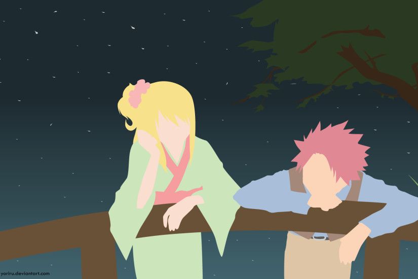 Natsu and Lucy Fairy Tail Minimalistic Wallpaper by greenmapple17