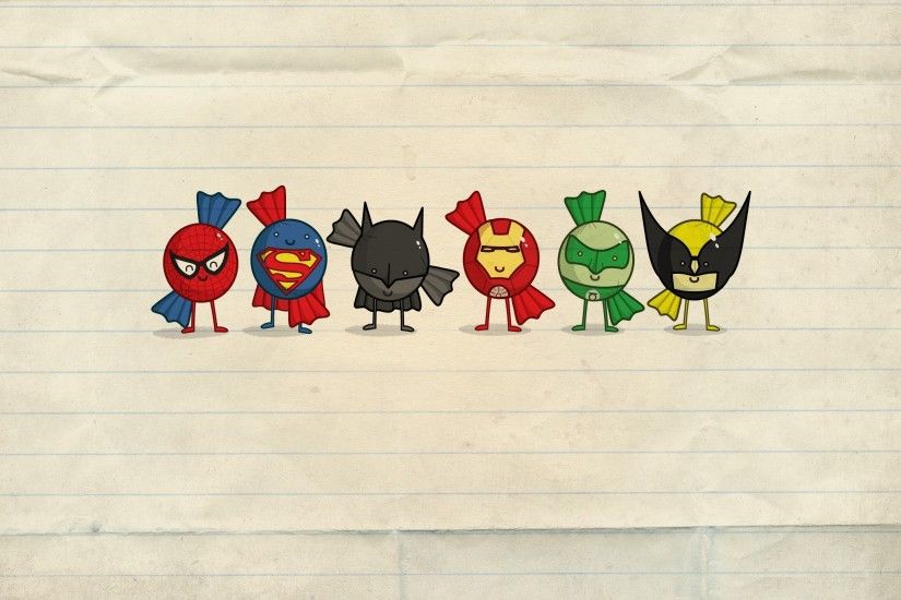minimalism, Iron Man, Superman, Batman, Superhero, Cartoon Wallpaper HD