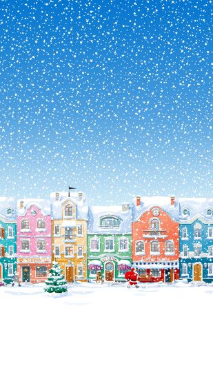 Snowy Town Santa Claus Delivering Christmas Presents iPhone 6 wallpaper