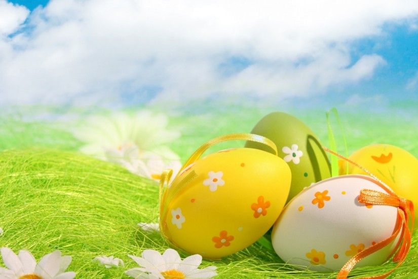 Beautiful Easter Eggs Under Blue Sky Wallpaper