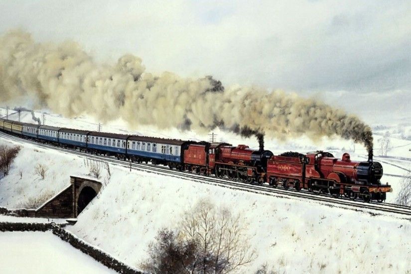 Art Train Journeys : Railroad Art - Steam Train Paintings 1024x768 .