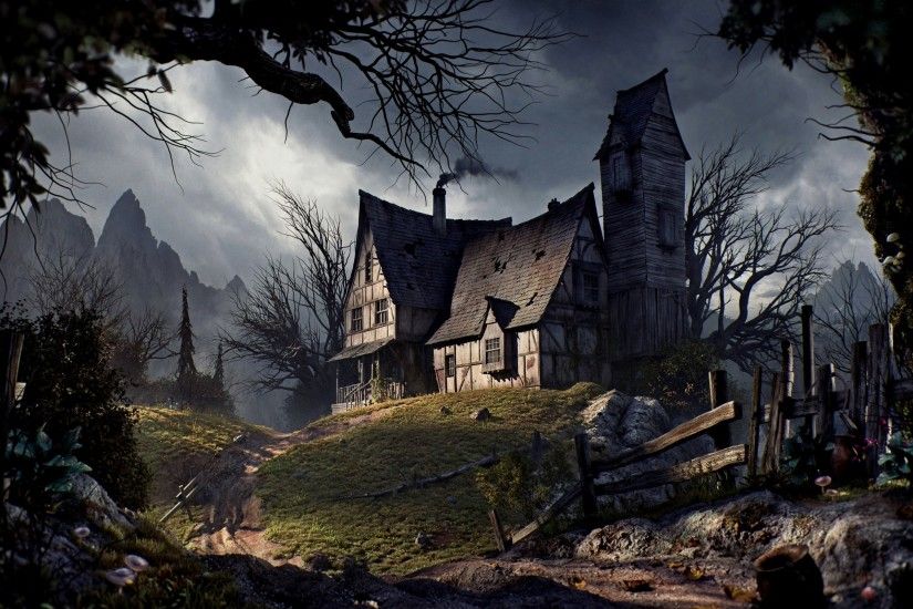 Fantasy - House Hill Tree Mountain Wallpaper