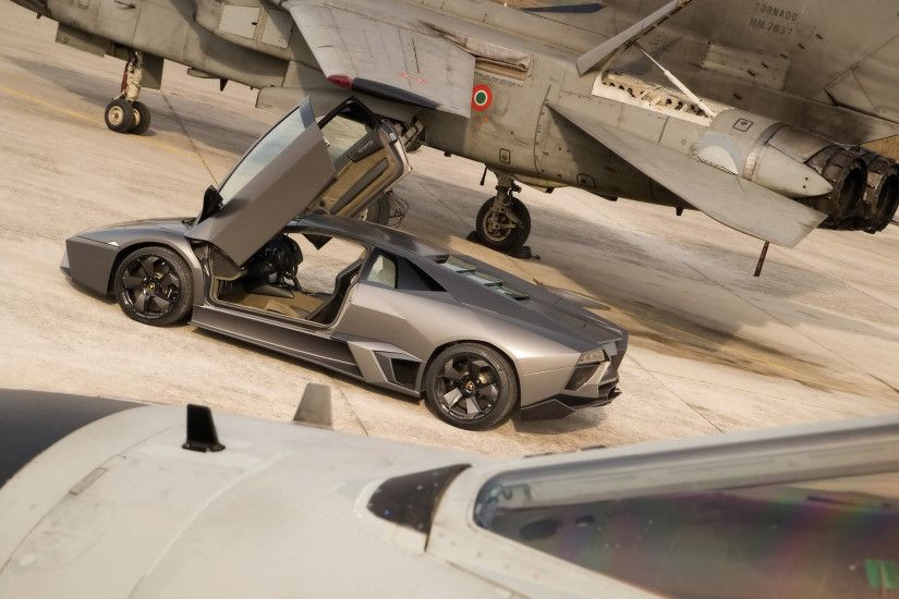 Cars Fighter Jets Jet Aircraft Lamborghini Reventon Open Doors Side View  Vehicles