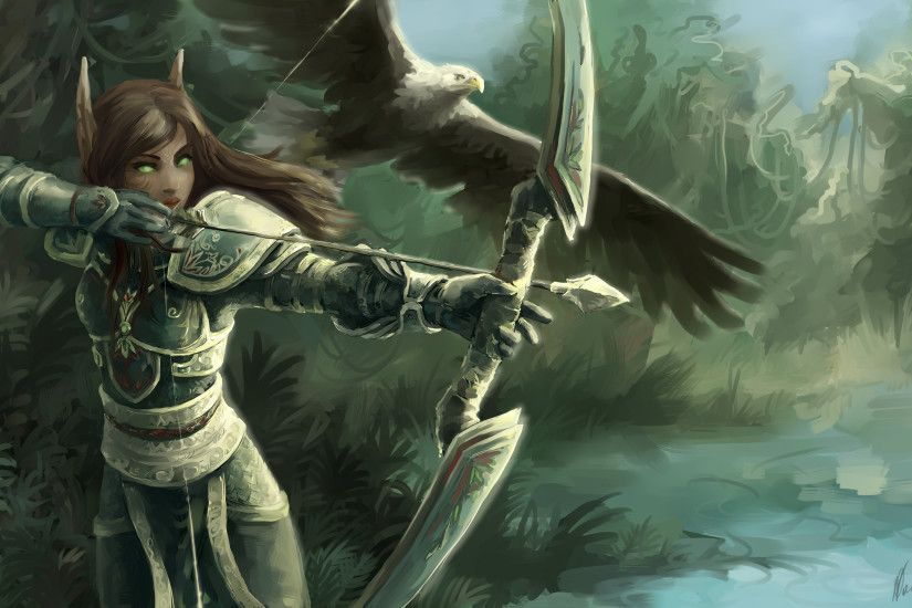 Archery Bows Weapon Eagles Elves Fantasy