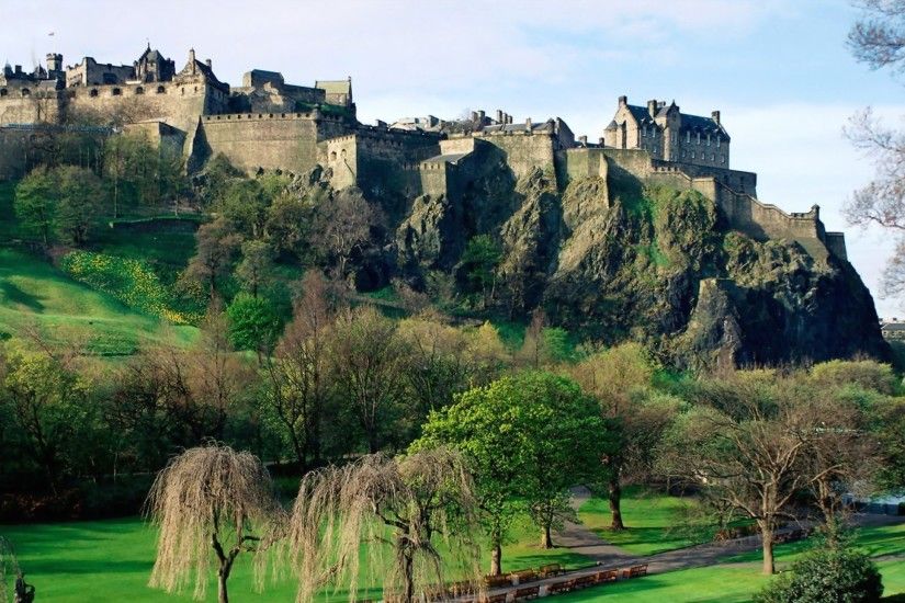 Preview wallpaper scotland, castle, hills, grass, nature, landscape  2560x1440