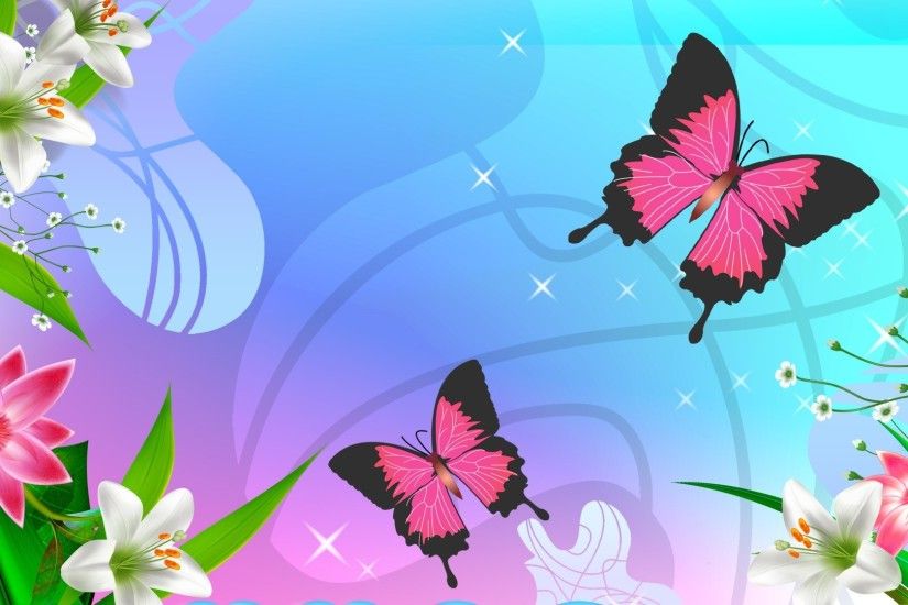 Butterflies And Flowers - Cute Wallpaper