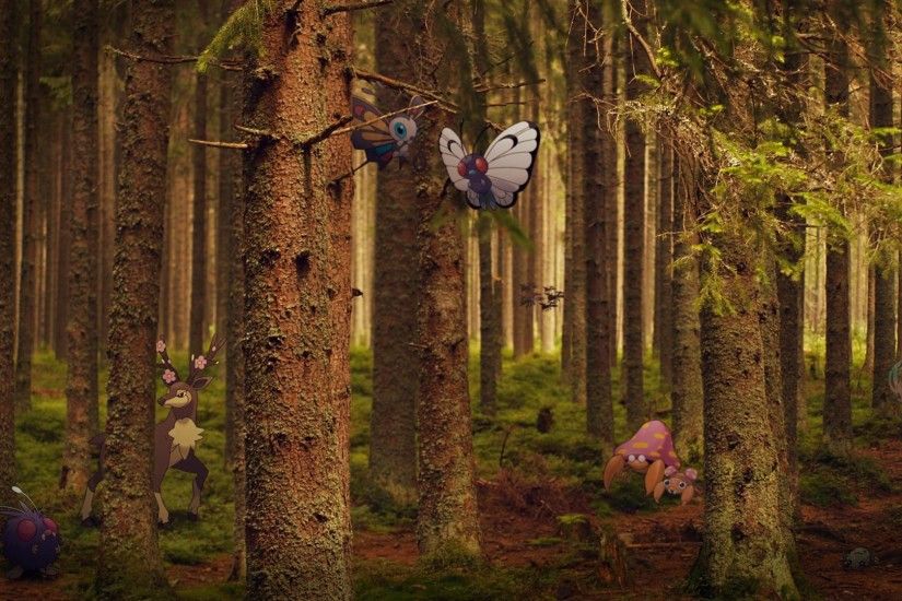 PokÃ©mon playing in a forest (Wallpaper, 1920x1080) better quality in the  comments.