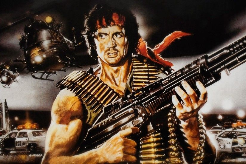 Picture Rambo Sylvester Stallone Machine guns