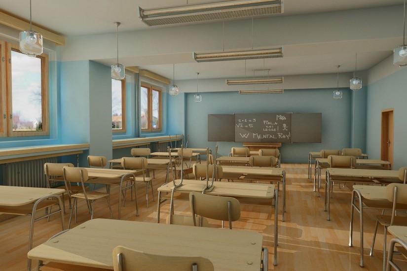classroom, desk, chair, blackboard, window, school