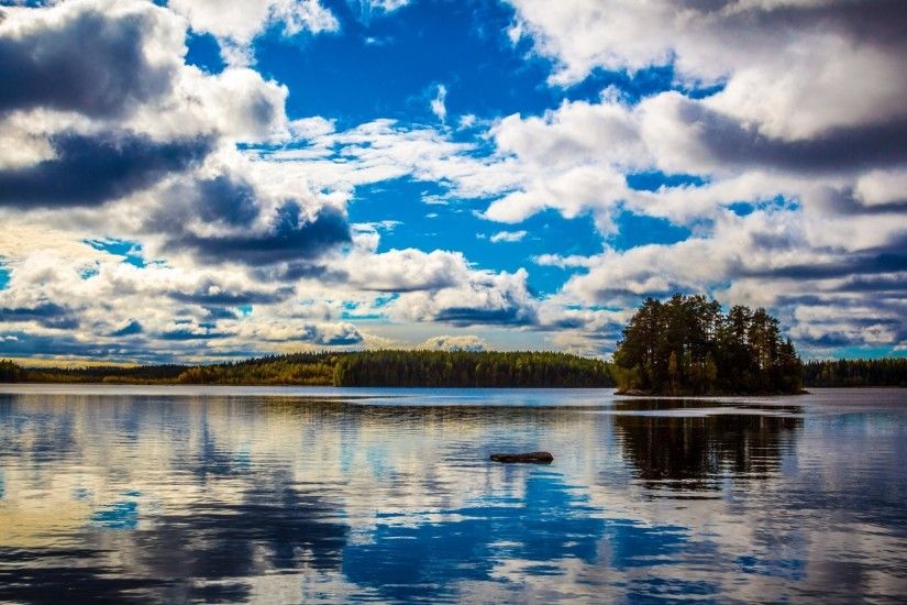 kullaa finland finland lake island clouds