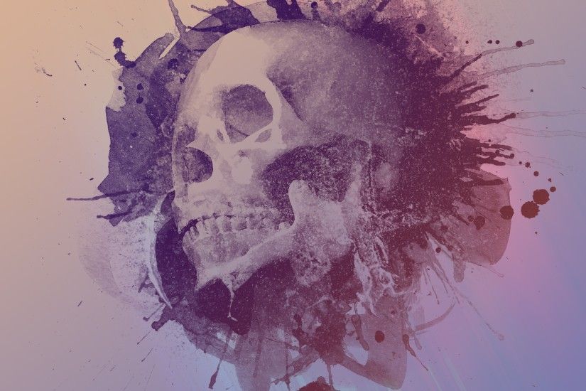 Artwork Beige Background Digital Art Paint Splatter Skulls Textures