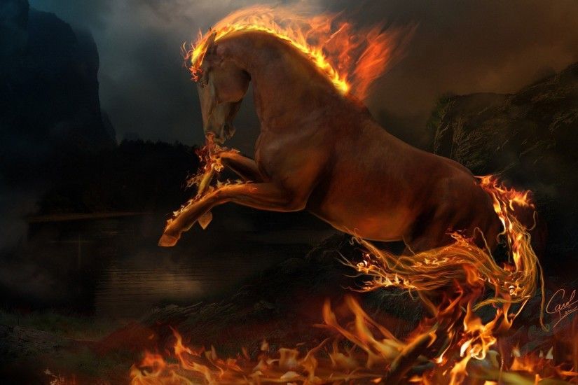 fantasy cool fire horse