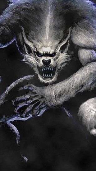 1080x1920 Wallpaper werewolf, wolf, jump, fog