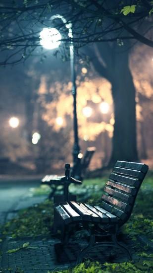 Night benches and street lamps Wallpapers for Galaxy S5