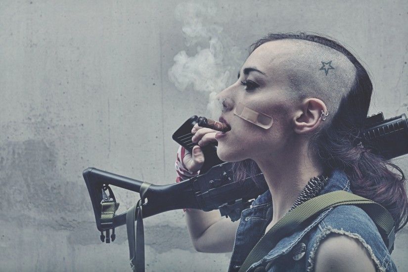 Brunette Cigar Smoking Rifle Tank Girl Cosplay weapon gun f wallpaper |  2560x1600 | 234478 | WallpaperUP