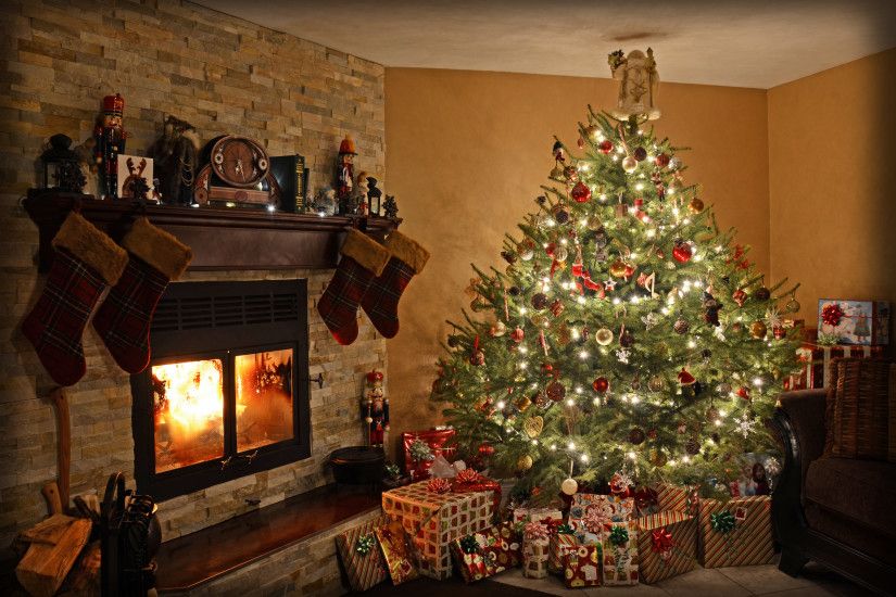 Wallpaper holiday, new year, christmas, room, tree .
