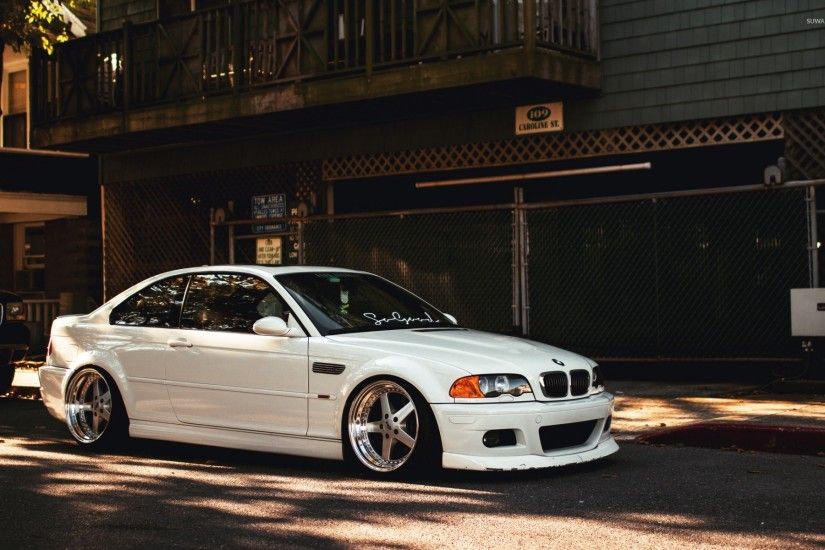 Front side view of a white BMW M3 wallpaper 1920x1200 jpg