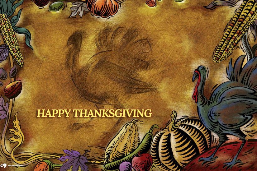 happy thanksgiving turkey pumpkin abstract art holiday 1920