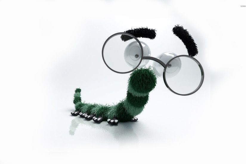 Caterpillar with glasses wallpaper