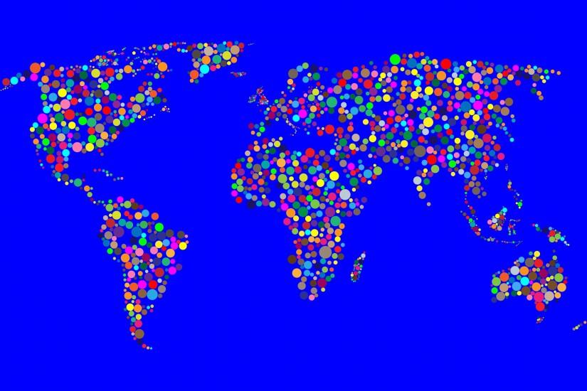 Colorful Circles World Map With Background 2