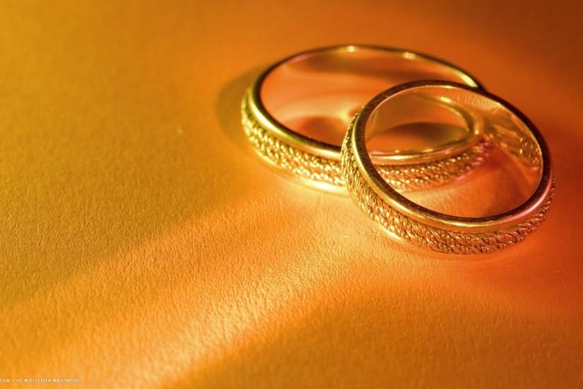 wedding rings pair golden gold hd widescreen wallpaper