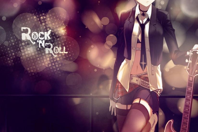 Anime Music Wallpapers HD - wallpaper.wiki Anime rock roll girl guitar  bokeh light music