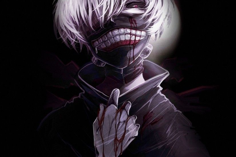 Wallpapers Tokyo Ghoul Blood Young man Ken Kaneki Anime Hands Masks
