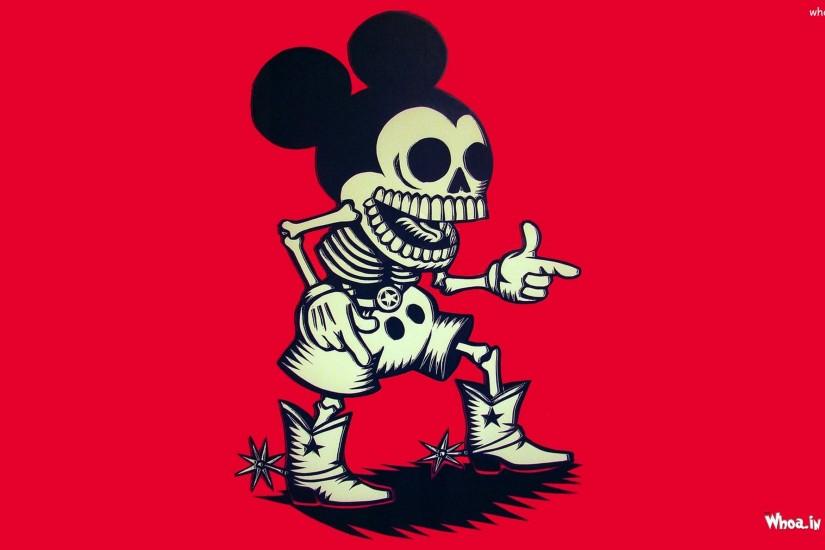 ... Mickey Mouse Skull with Red Background Wallpaper Â· Mickey and Minnie ...