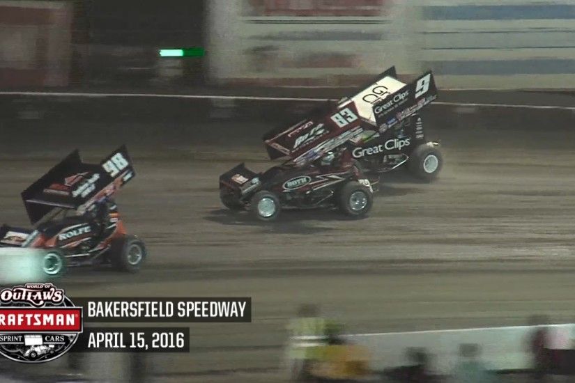 Highlights: World of Outlaws Craftsman Sprint Cars Bakersfield Speedway  April 15th, 2016