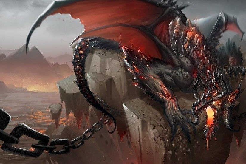 1920x1080 Wallpaper dragon, jaws, chains, stone, shatter