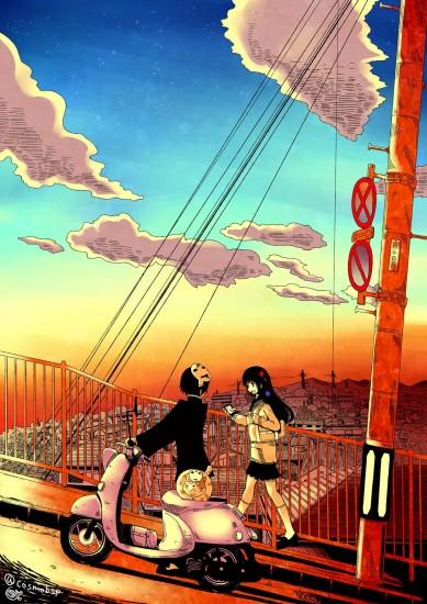 Anime couple school uniform sunset cloud girl boy wallpaper | 1440x2038 |  507055 | WallpaperUP