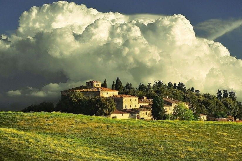 Farms - Magnificent Clouds Tuscan Farm Hills Fields Wallpaper Gallery for  HD 16:9 High