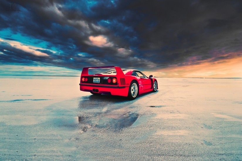 Red Ferrari F40 Rear Angle wallpapers and stock photos