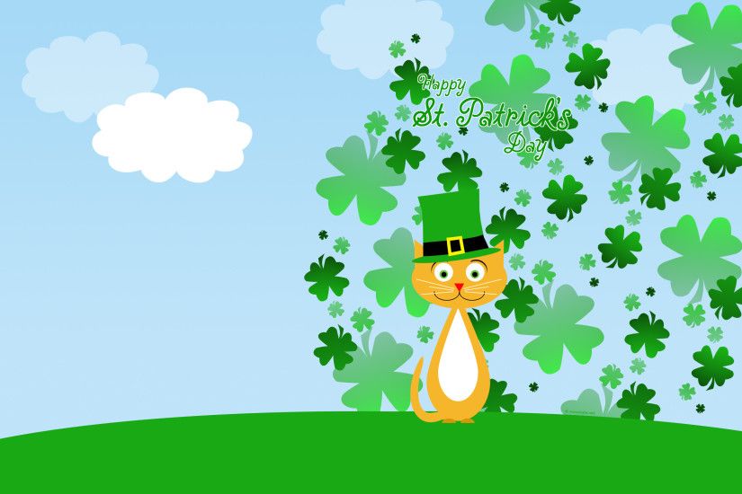Holiday - St. Patrick's Day Cat Clover Wallpaper