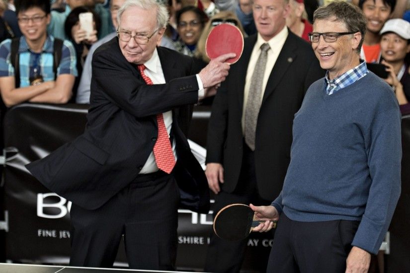 Ping Pong, Bill Gates, Warren Buffett, Bill Gates And Warren Buffett  Playing Ping