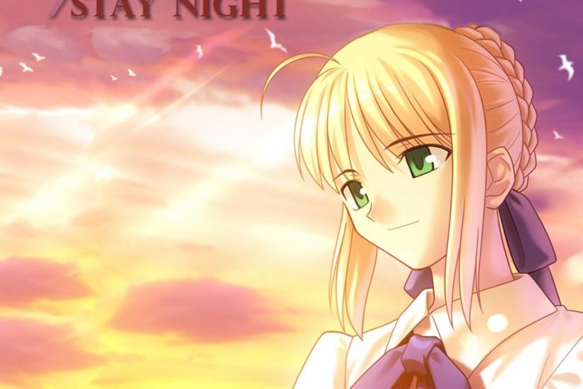 Preview wallpaper fate stay night, saber, girl, sky, sunset 3840x2160