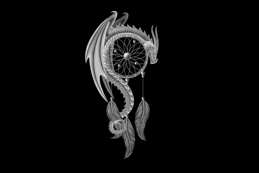 dragon dragon feathers black background dreamcatcher dreamcatcher minimalism