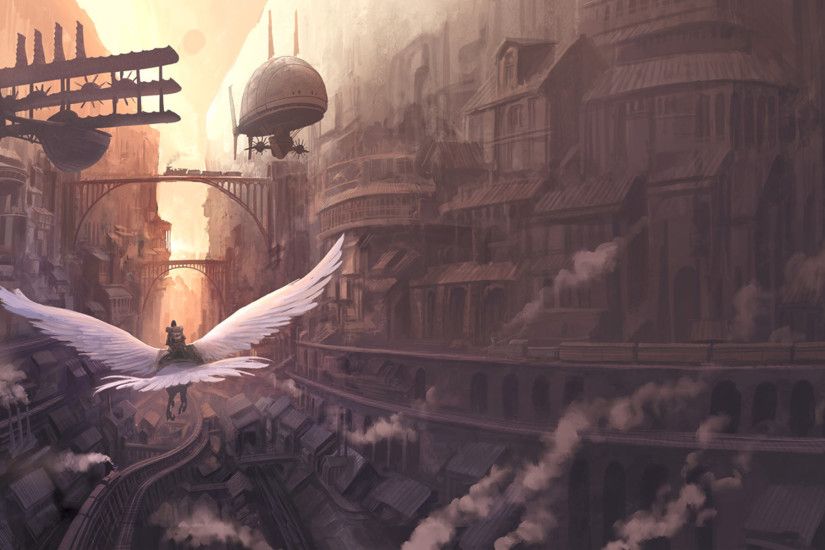 Fantasy City Landscape Wallpaper
