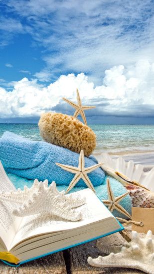 Summer Beach Book Seashells Sea Stars iPhone 6 Plus HD Wallpaper