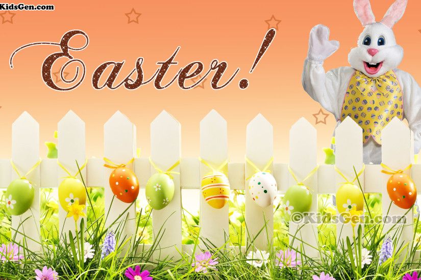 Wallpaper of Easter Bunny and eggs